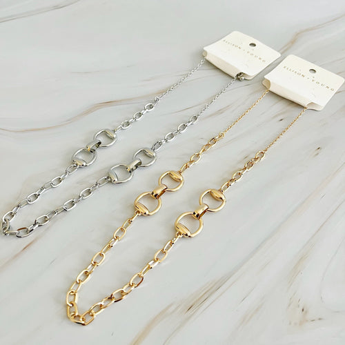 Double Equestrian Chain Necklace